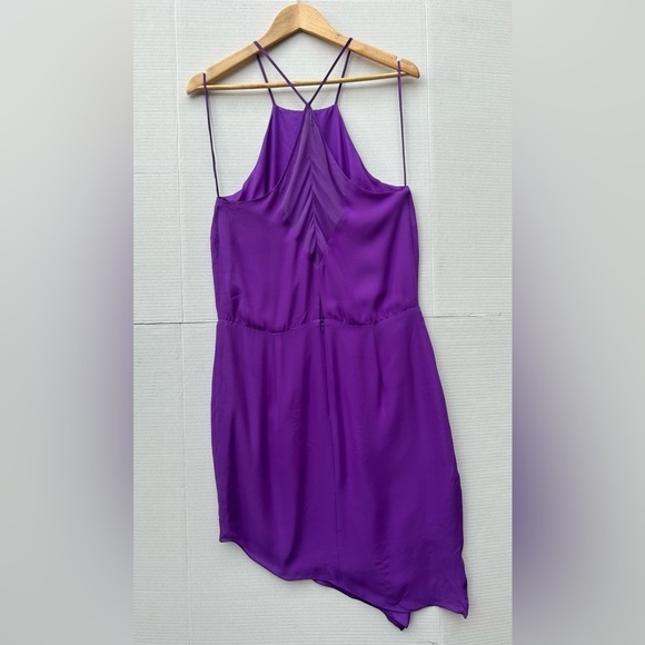 Mason by Michelle Mason  Purple Silk Asymmetrical Midi Dress halter size 8 - Picture 7 of 13
